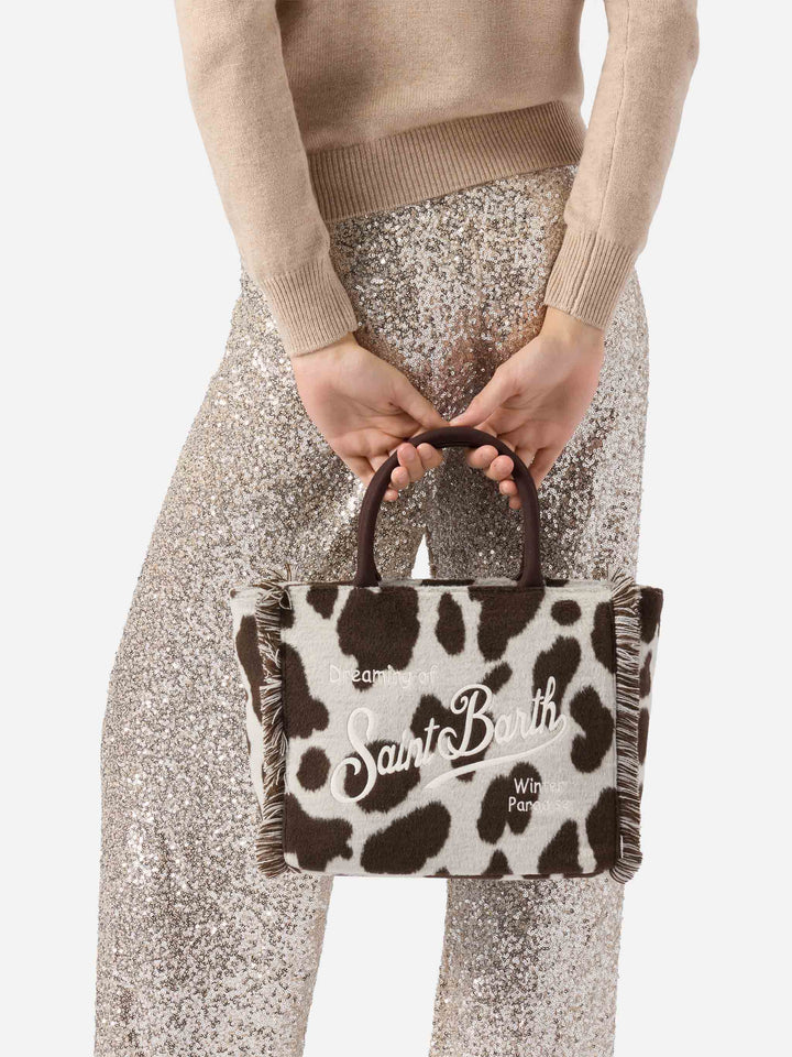 Colette Felt Handbag in cow-print wool blend