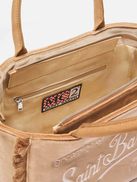 Colette Samthandtasche aus beigefarbenem Samt