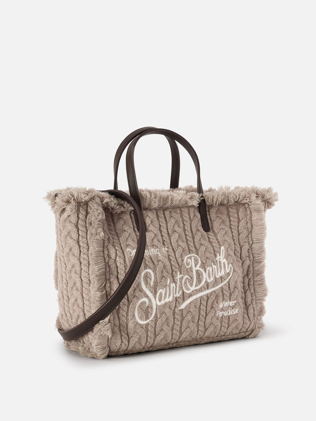 Graue Colette Tasche mit Zopfmuster-Design 