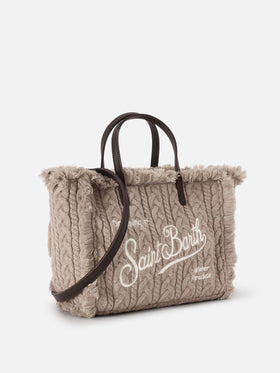 Graue Colette Tasche mit Zopfmuster-Design 