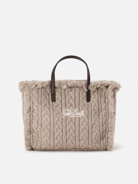 Graue Colette Tasche mit Zopfmuster-Design 