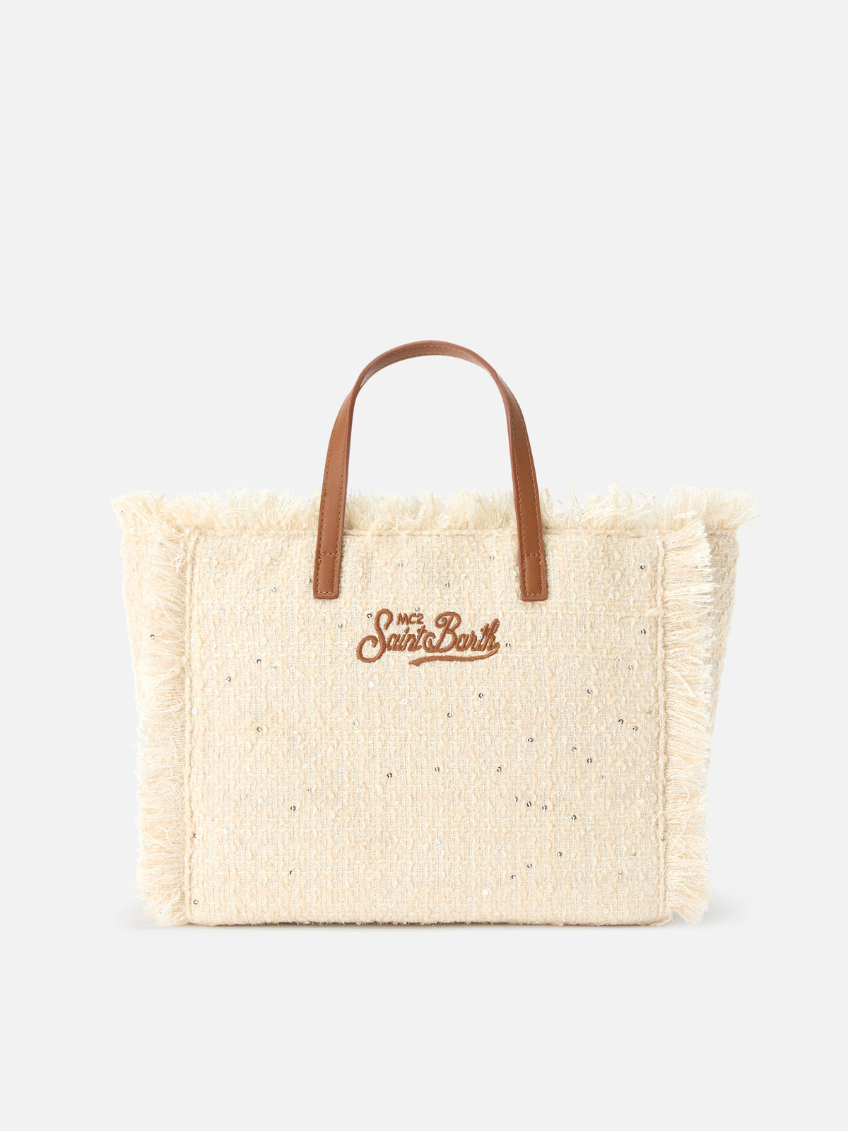 Beige Colette bag with sequins and logo embroidery