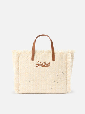 Beige Colette bag with sequins and logo embroidery