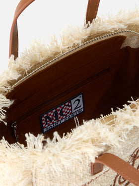 Beige Colette bag with sequins and logo embroidery