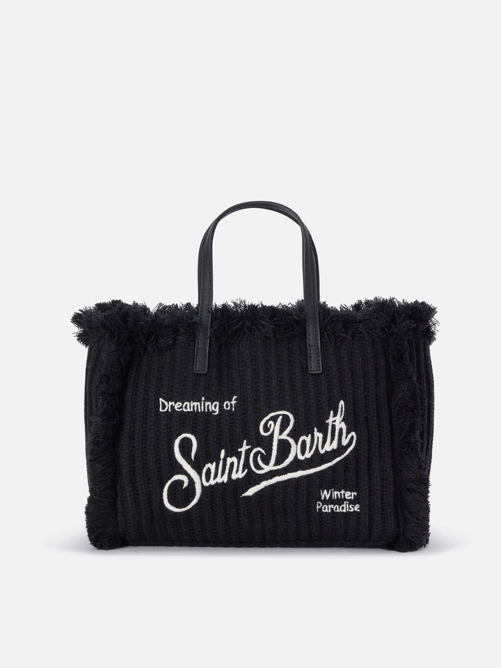 Black Colette bag with ribbed knit design