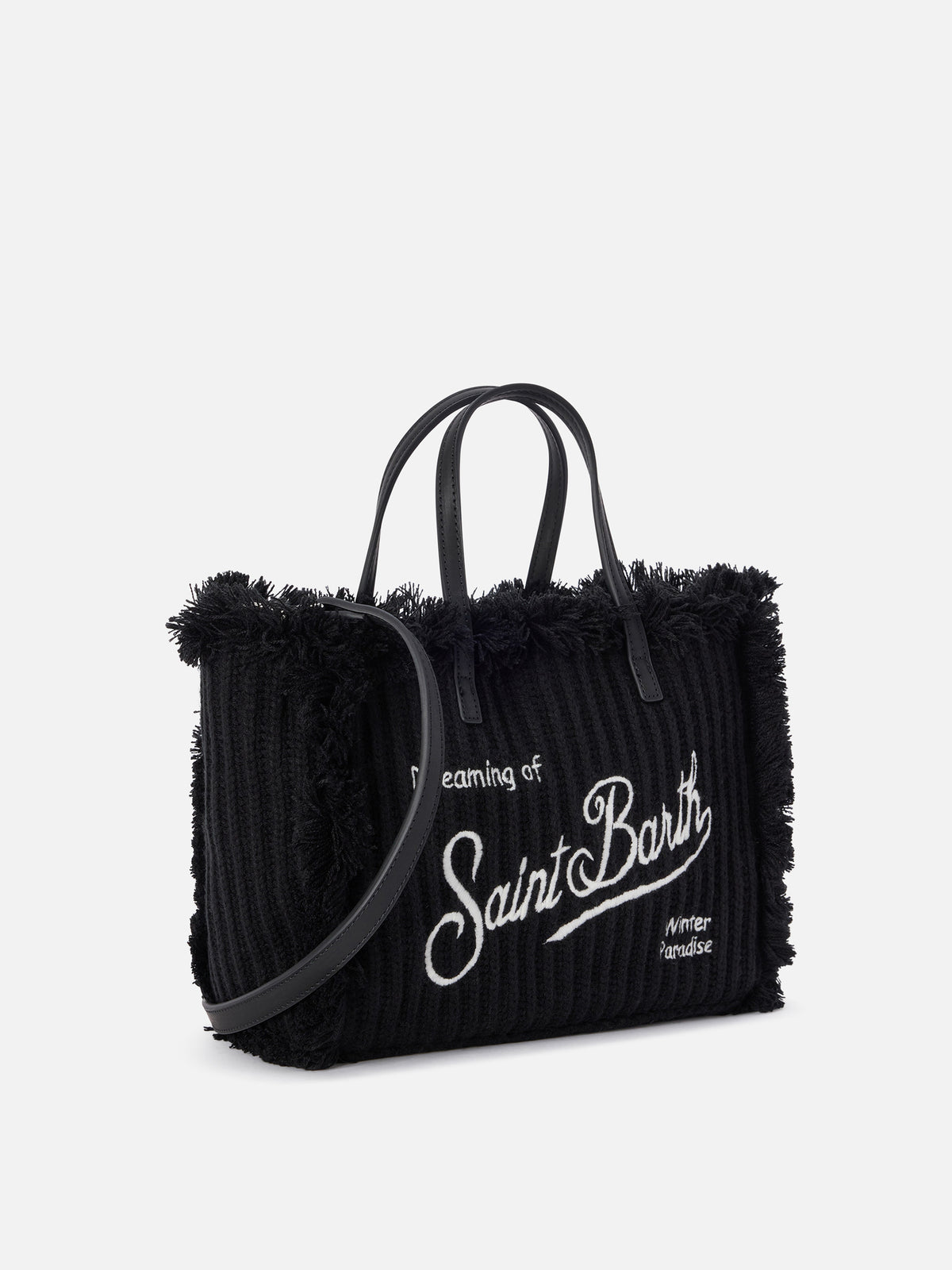 Black Colette bag with ribbed knit design