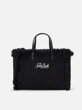 Black Colette bag with ribbed knit design
