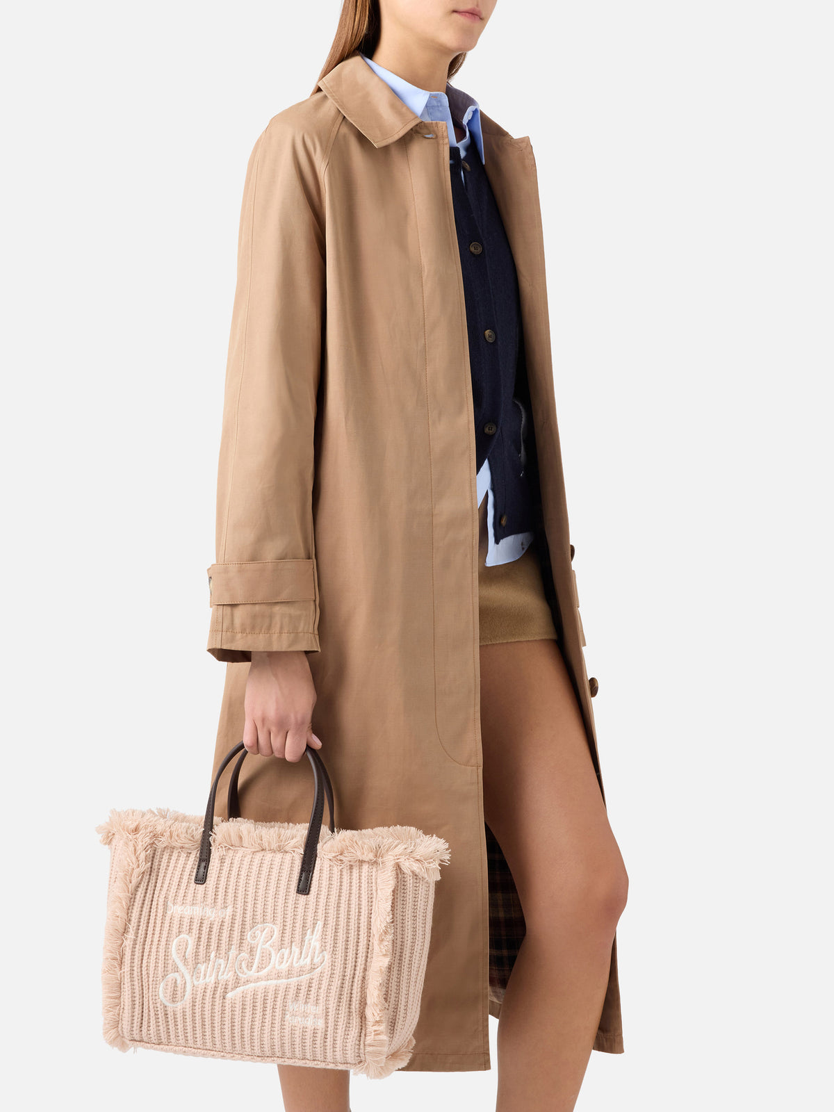 Sac Colette gris avec design en maille côtelée 