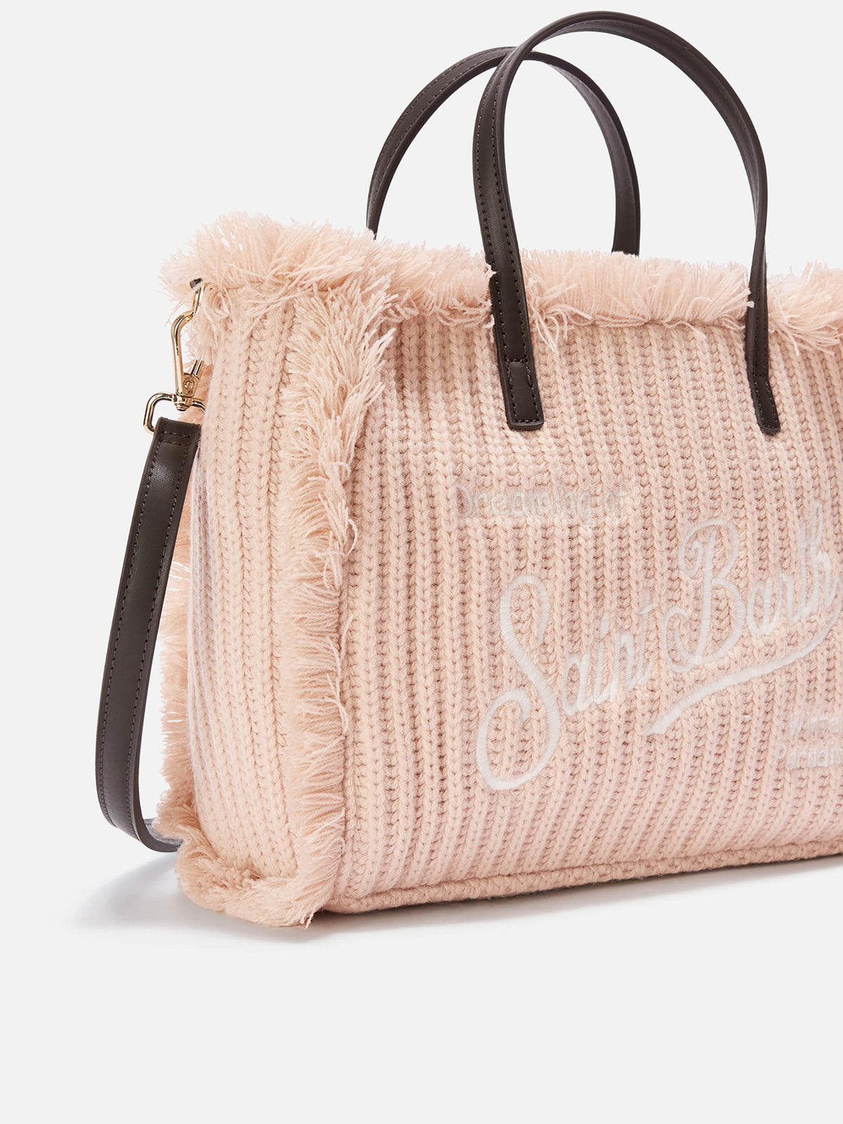 Beige Colette bag with ribbed knit design