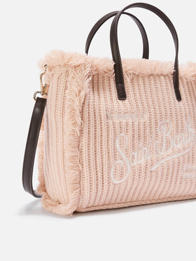 Beige Colette bag with ribbed knit design