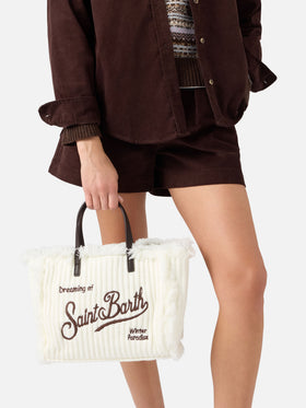 Borsa Colette off white con lavorazione a costine