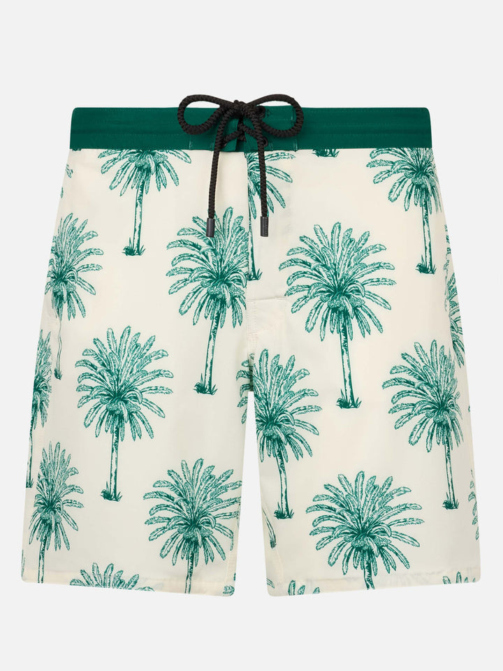 Costume lungo elasticizzato Comfort Surf con stampa palme