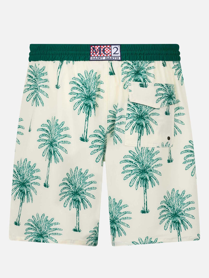 Costume lungo elasticizzato Comfort Surf con stampa palme