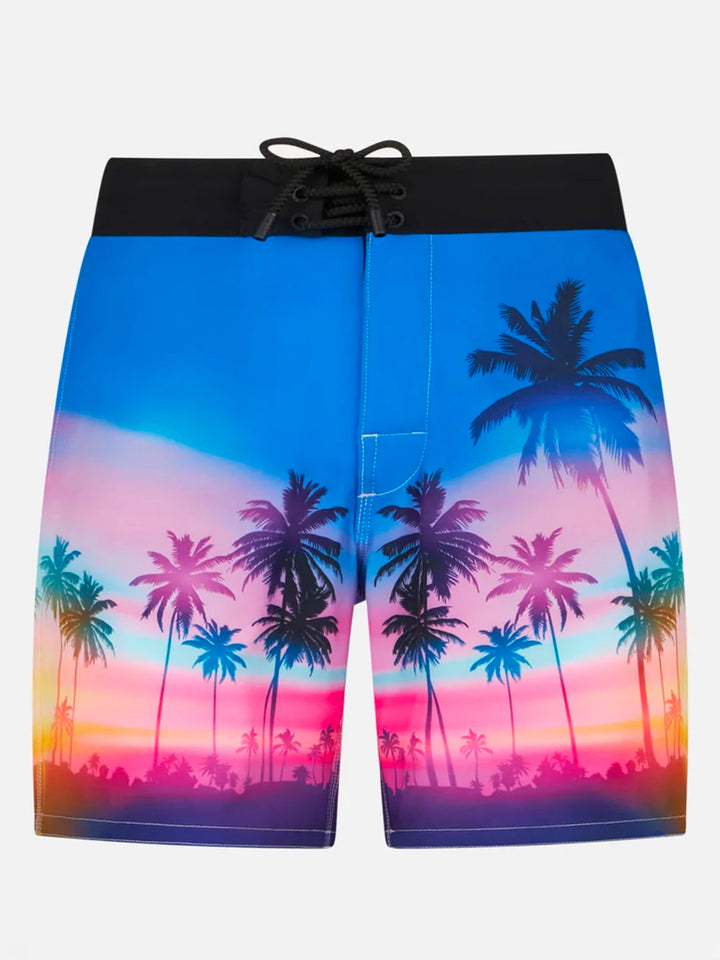 Costume da bagno da uomo surf comfort ed stretch con stampa palme