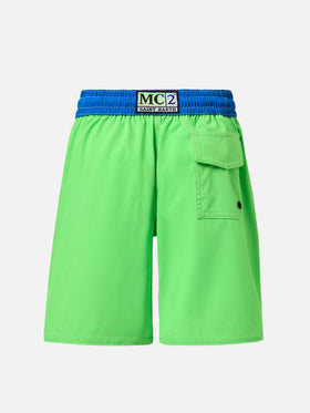 Costume mare Comfort Surf Jr in verde fluo e bluette
