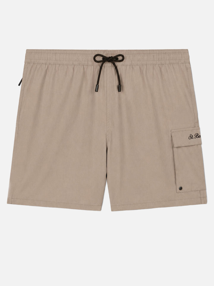 Beige classic stretch Comfort Travel swim shorts