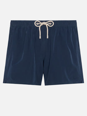 Marineblaue Comfort Badeshorts mit St. Barth Stickerei