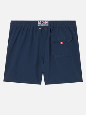 Marineblaue Comfort Badeshorts mit St. Barth Stickerei