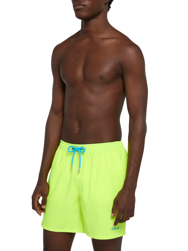 Fluo yellow Comfort swim shorts  with St. Barth embroidery