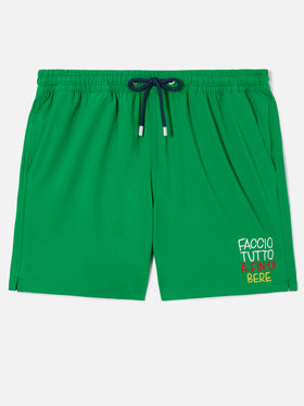 Costume mare Comfort verde con ricamo Faccio tutto a fin di bere