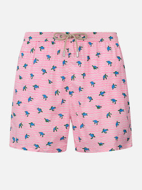 Comfort Light classic stretch swim shorts with sea turtles print
