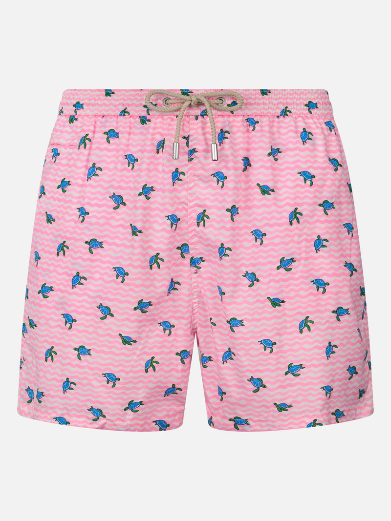 Man Comfort Light Badeshorts mit Meeresschildkröten-Print