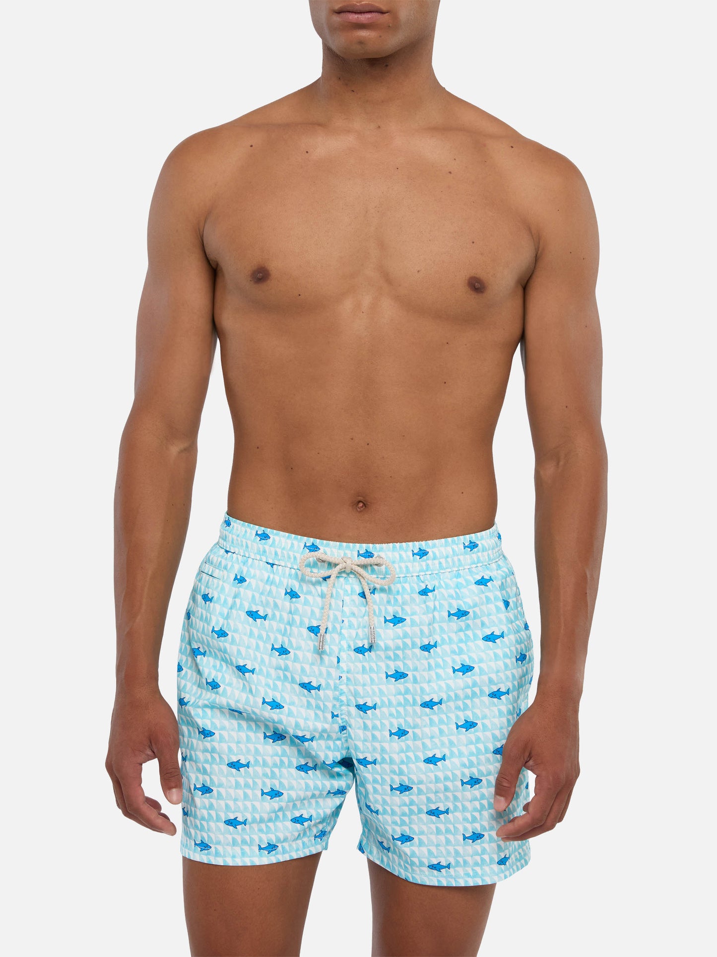 Comfort Light swim shorts with fin shark print