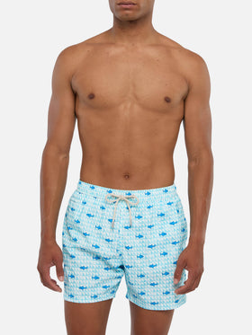 Comfort Light swim shorts with fin shark print