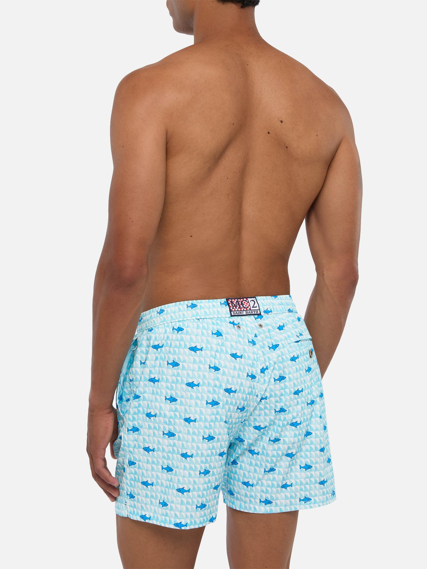 Comfort Light swim shorts with fin shark print