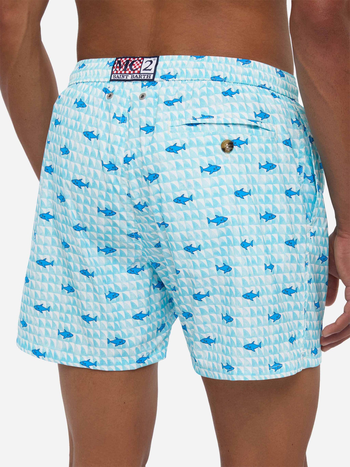 Comfort Light swim shorts with fin shark print