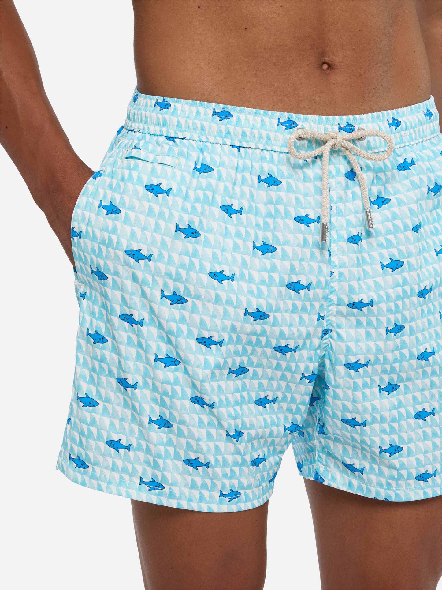 Comfort Light swim shorts with fin shark print