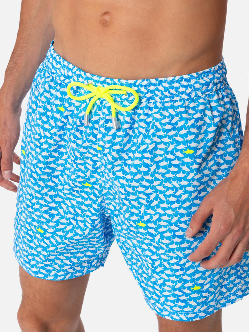 Man Comfort Light Badeshorts mit Hai-Aufdruck