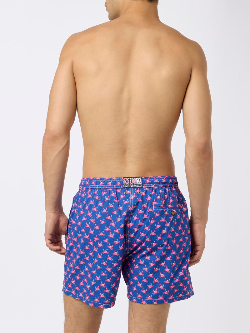 Man light fabric comfort swim shorts with crabs print