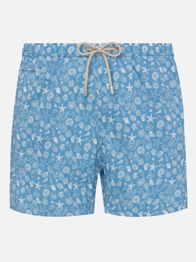 Comfort Light swim shorts with tropical shell print