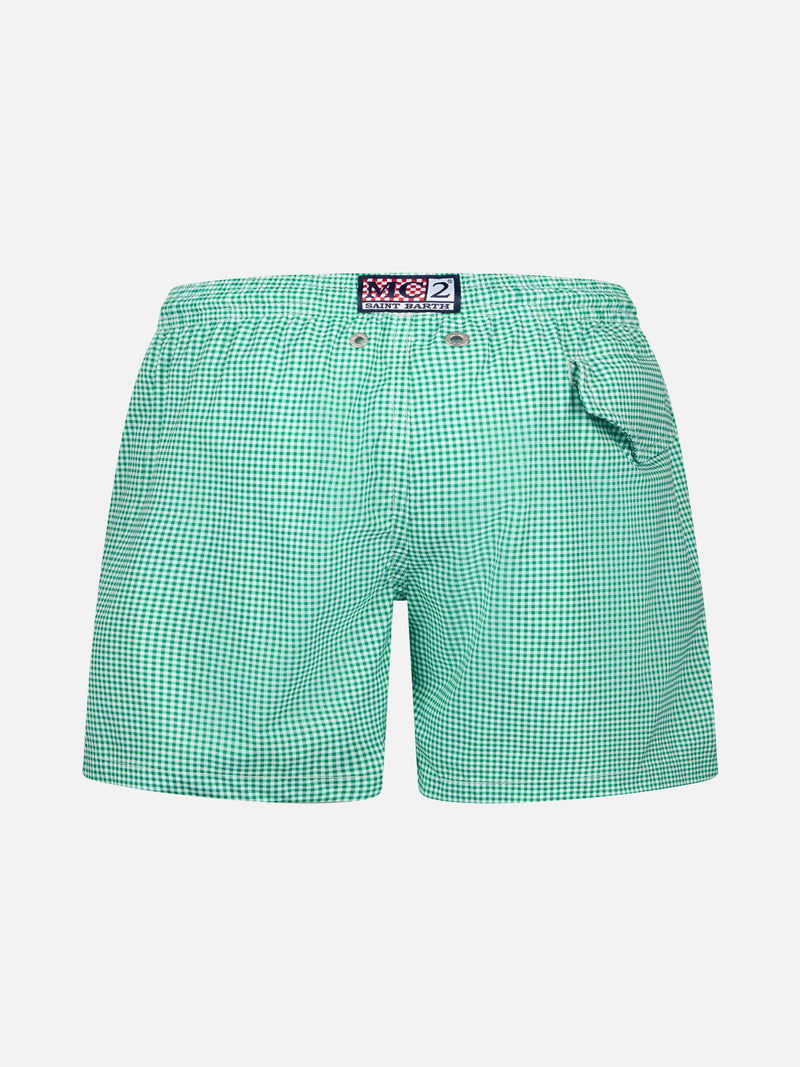 Boy Comfort Light swim shorts with gingham print