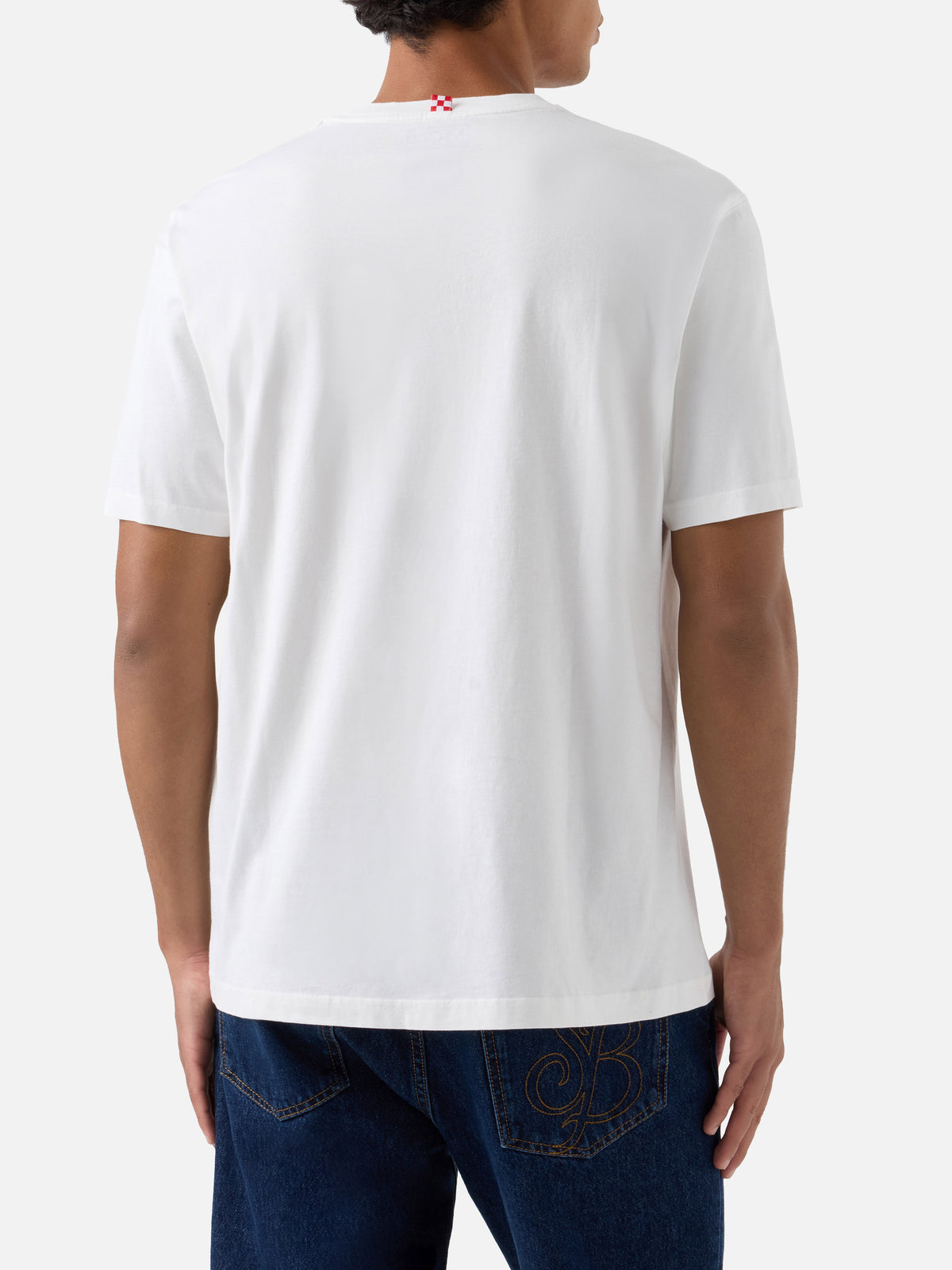 White Connor organic cotton t-shirt with Amica Chips print and embroidery | Special edition