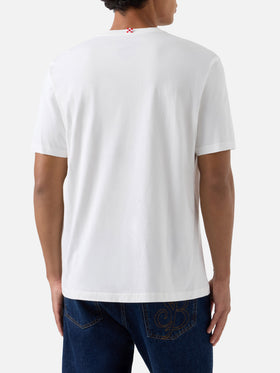 White Connor organic cotton t-shirt with Amica Chips print and embroidery | Special edition