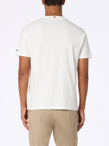 T-shirt da uomo in cotone bianco Connor con ricamo Golden Power