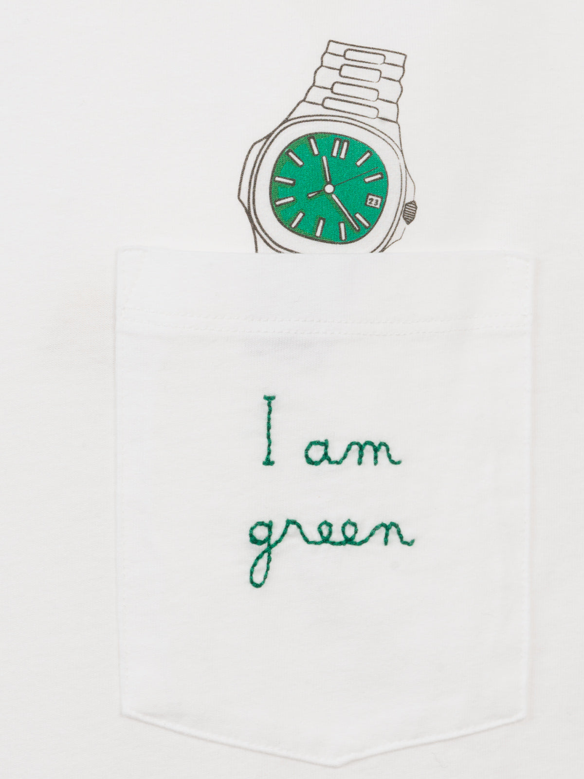 Weißes Baumwoll-T-Shirt für Herren Connor mit „I am green“-Stickerei