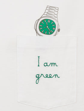 Weißes Baumwoll-T-Shirt für Herren Connor mit „I am green“-Stickerei