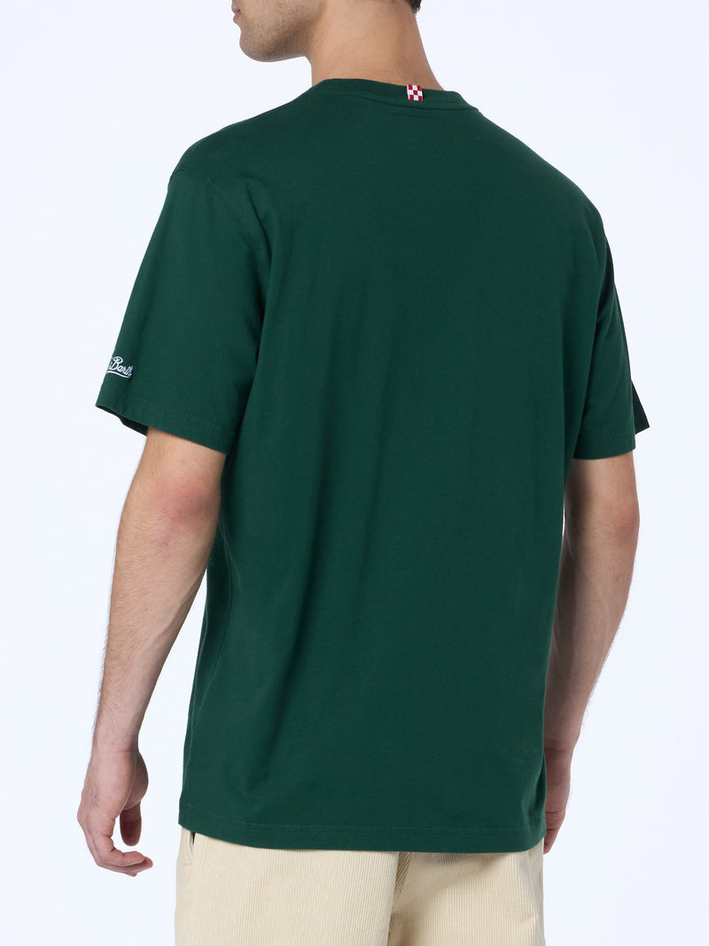 T-shirt verde da uomo Connor in cotone con ricamo Do you want a cola