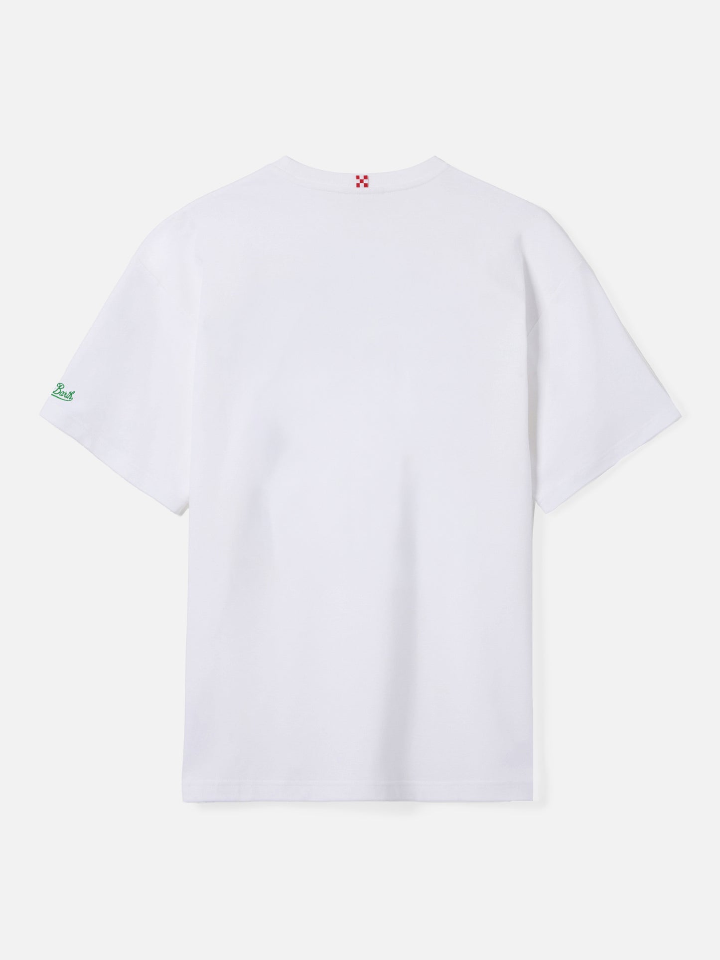Connor-Baumwoll-T-Shirt in Weiß mit „Va tutto al contrario“-Stickerei auf der Tasche