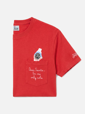 Connor winter cotton T-shirt in red with Dear Santa... pocket embroidery