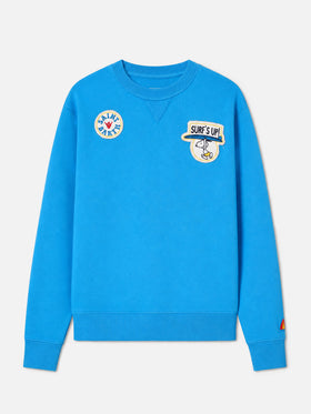 Sudadera de felpa de algodón con cuello redondo para hombre Cooper con bordado 