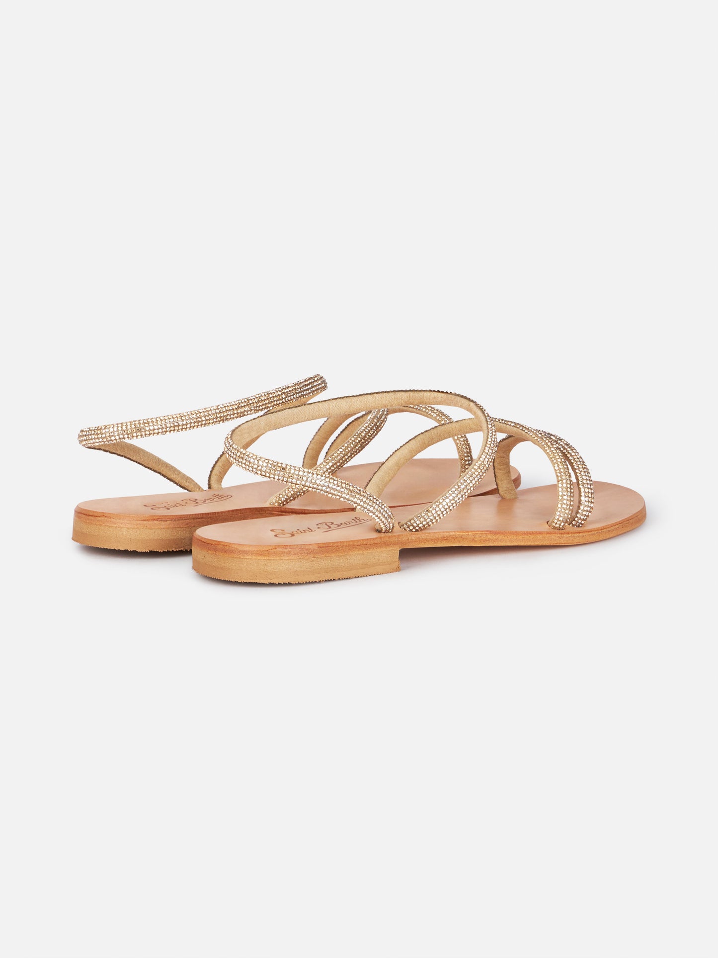 Flache Sandalen Cora mit goldenen Strasssteinen