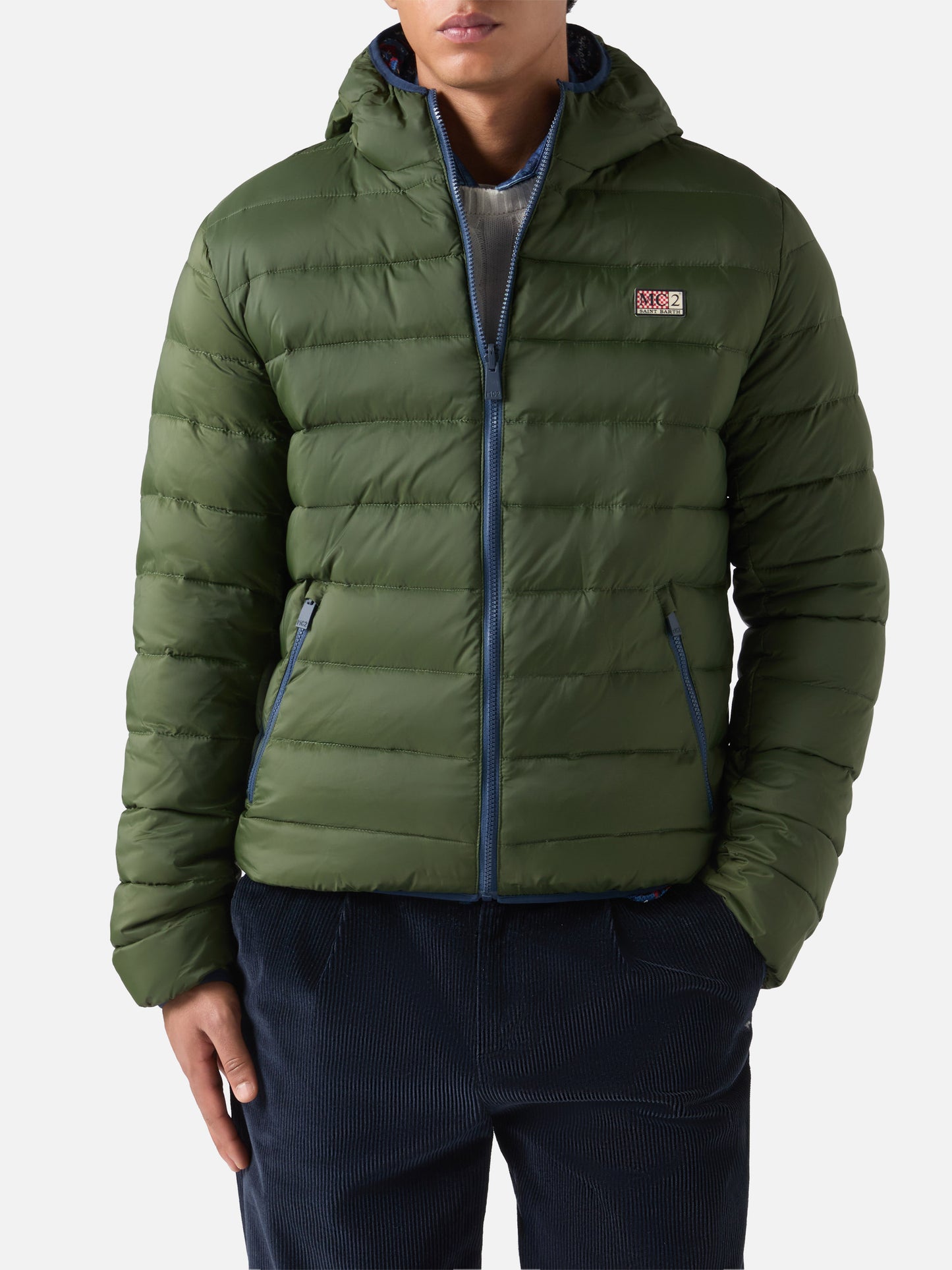 Double face down jacket Courchevel in  m ilitary green