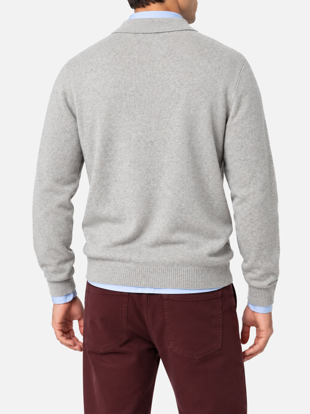 Polo in maglia Covent grigio chiaro melange a maniche lunghe