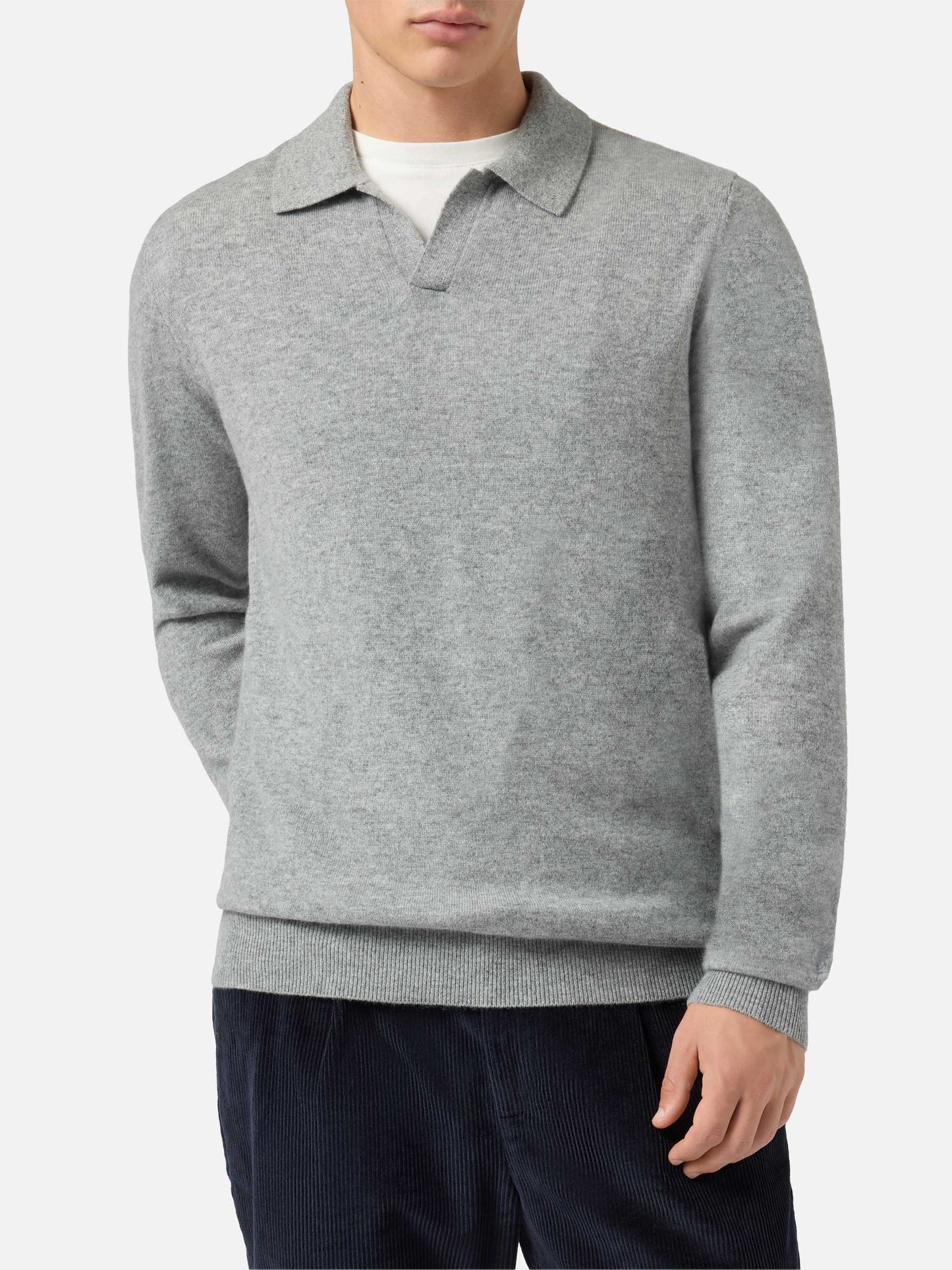 Polo in maglia di cashmere Covent grigio melange