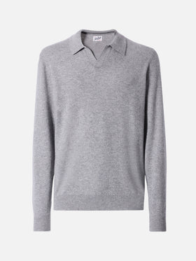 Polo in maglia di cashmere Covent grigio melange