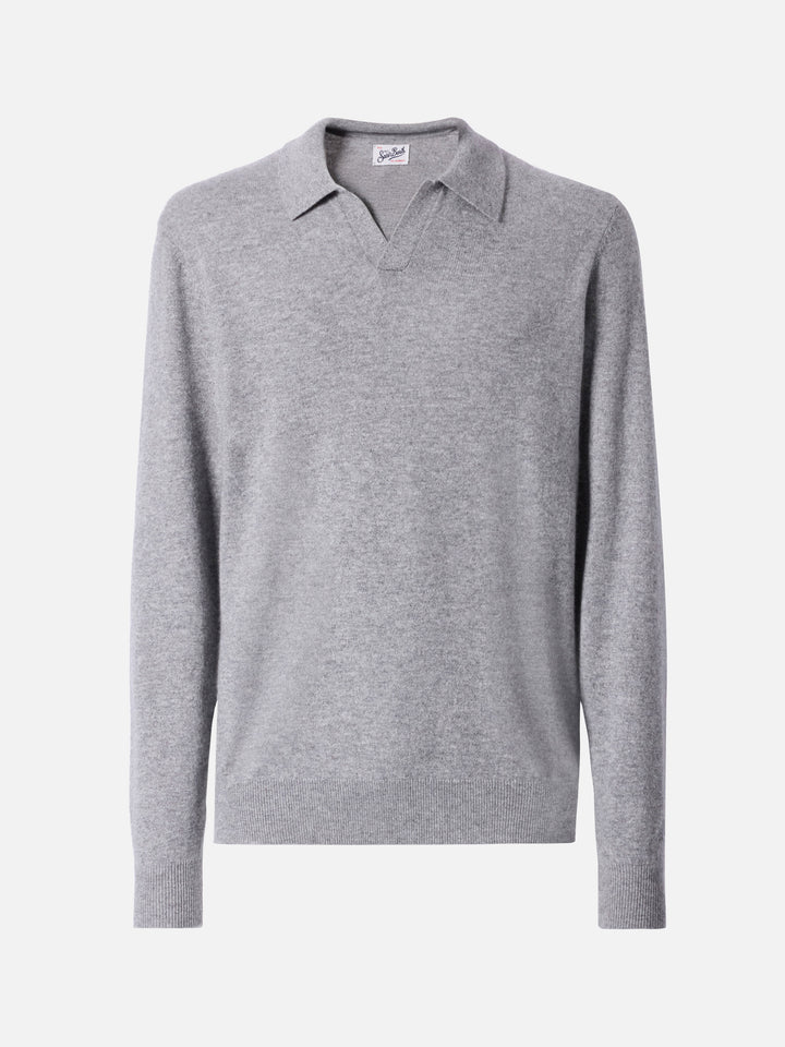 Polo in maglia di cashmere Covent grigio melange